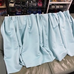 収縮レール付カーテン！ミントグリーン！4レール、カーテン８枚セット！格安売り切り！の画像