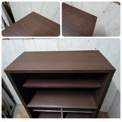 終 ニトリ フリスタ 87 DBR 収納家具/収納棚/本棚 W872×D350