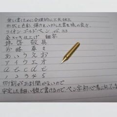 67.替えペン先【ライオン・ゴルードペン　№33 】金メッキ 細字 20本　防錆紙入ケース　安定した細い線で書けるのでペン字初心者にお薦めの画像