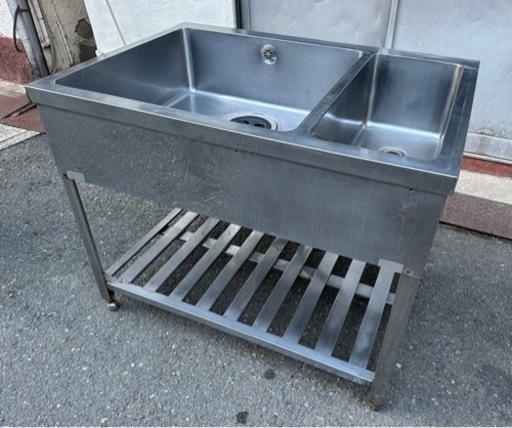 業務用 2槽シンク 幅1000×奥700×高さ815(mm) 二層 二槽 2曹 流し台 厨房 大型シンク 二槽 二層 厨房機器 店舗用品 厨房機材 大阪発