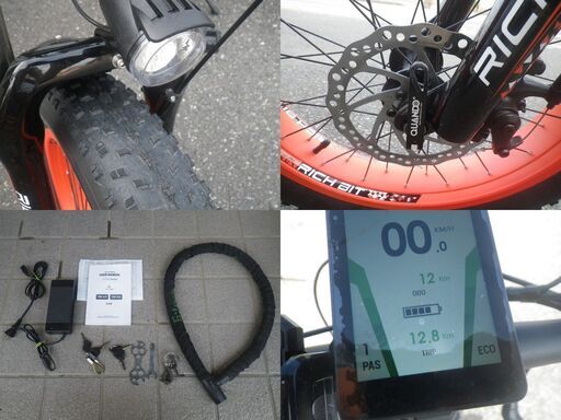 ■美車 使用少■電動アシスト自転車 電動バイク 次世代Smart eBike RICHBIT TOP016 オレンジ ファットバイク 