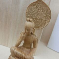 希少 木彫仏像 極小サイズ 【菩薩半跏像】全長約11.5㎝  極小仏 彫刻　札幌市 西野店