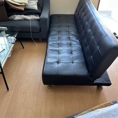 ソファベッド　合皮の画像