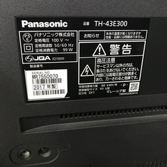 ☆値下げ☆k2402-595 Panasonic 液晶テレビ TH-43E300 43インチ 2017年