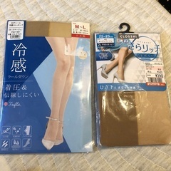 新品未開封　ベージュ膝下丈ストッキング2足　ヌードベージュ冷感ス...