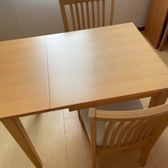 拡張可能ダイニングテーブル3点セット