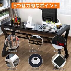 ガラステーブル120㌢　組み立て済、ほぼ新品の画像