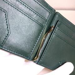 ■商談中■未使用【GRAV】マネークリップ メンズ カードケース 財布 二つ折り 札入れ ICカードポケット 隠しポケット付き グリーンの画像