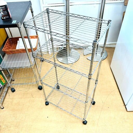 【引取限定・お買得品】メタルラック 4段 スチールラック キャスター付き 収納