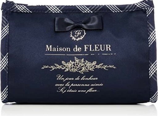未使用タグ付 Maison de FLEUR メゾン ド フルール ポーチ パイピングスクエアポーチ ネイビー