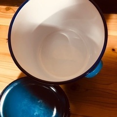 美品★ホーロー寸胴容器(青の画像