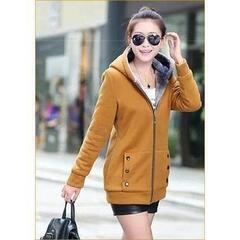 フード付ミドル丈パーカー（イエロー）G-WY-01の画像