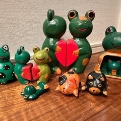 バリ雑貨　カエルと猫の画像