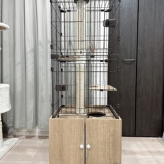 アイリスオーヤマ キャットタワー ケージ・収納付  スリムタイプの画像