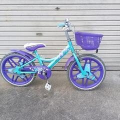 １８インチ　ブリヂストンサイクル　子供車　　ミント＆パープル