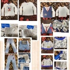 【中古】キッズ服 長袖Tシャツ 半袖ティーシャツ トレーナー 長ズボン ハーフパンツ 全18着 95〜110サイズ 子供服 こども服 子ども服 男の子 女の子 乗り物 飛行機 車 犬 ライオン 宇宙 ディズニー ミッキーマウス BABYDOLL ZOOMIC TDR BIT'Z キムラタンの画像