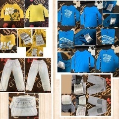 【中古】キッズ服 長袖Tシャツ 半袖ティーシャツ トレーナー 長ズボン ハーフパンツ 全18着 95〜110サイズ 子供服 こども服 子ども服 男の子 女の子 乗り物 飛行機 車 犬 ライオン 宇宙 ディズニー ミッキーマウス BABYDOLL ZOOMIC TDR BIT'Z キムラタンの画像