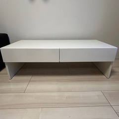 大塚家具　引き出し付き白テーブル　美品