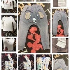 【中古】キッズ服 長袖Tシャツ 半袖ティーシャツ トレーナー 長ズボン ハーフパンツ 全18着 95〜110サイズ 子供服 こども服 子ども服 男の子 女の子 乗り物 飛行機 車 犬 ライオン 宇宙 ディズニー ミッキーマウス BABYDOLL ZOOMIC TDR BIT'Z キムラタンの画像