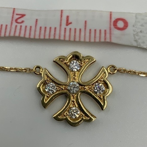 K18 18金　ダイヤモンドクロス　ネックレス　5.4g 約45cm