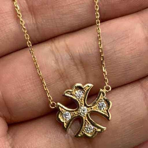 K18 18金　ダイヤモンドクロス　ネックレス　5.4g 約45cm