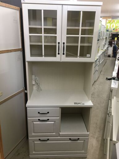 近藤産業 システムキッチン キッチンボード レンジボード 食器棚 レンジ台 幅80cm おしゃれ シンプル ホワイト 収納キッチン モイス 新生活 クリーニング済 堺市 石津【ジャングルジャングルサカイ石津店】