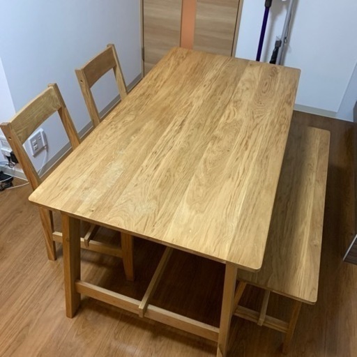 [幅140] Lowya ロウヤ ダイニングテーブルセット 椅子 ベンチ ライトブラウン