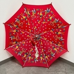 レトロ　レトロポップ  昭和レトロ 雨傘 傘 子供用 アニメ 柄 赤の画像