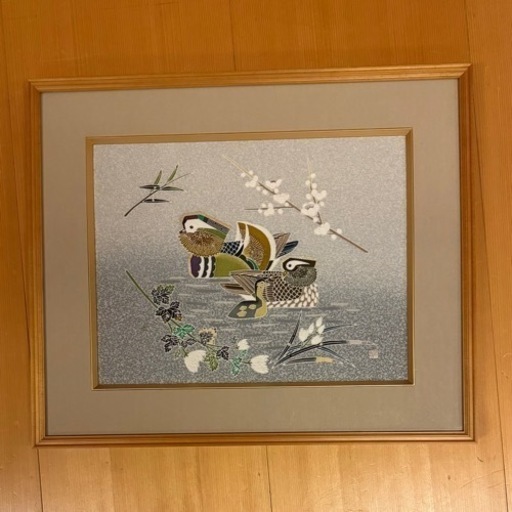 人間国宝　羽田登喜男　おしどり額