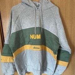 ❤️新品❤️レディース Mサイズ グレー パーカー 配色 ロゴ 裏起毛 プルパーカーの画像