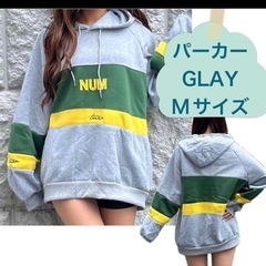❤️新品❤️レディース Mサイズ グレー パーカー 配色 ロゴ ...
