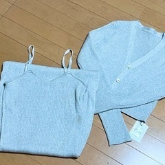 春　GRL カーディガン X キャミワンピースラメニット セットアップの画像