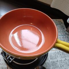 一部未使用及び使用一回　チーズフォンデュセット　アウトドア　キャンプ　直火　陶器　美品の画像