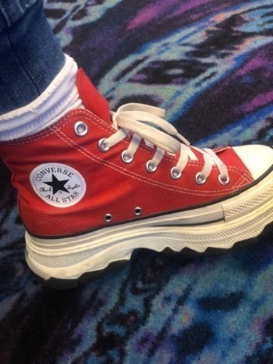 CONVERSE赤ハイカット厚底24cm