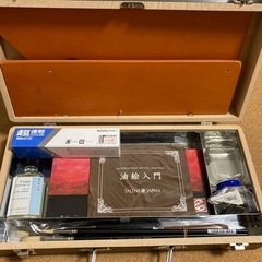 ［決まりました］未使用　油絵絵の具セット　木箱　パレット、筆等付き