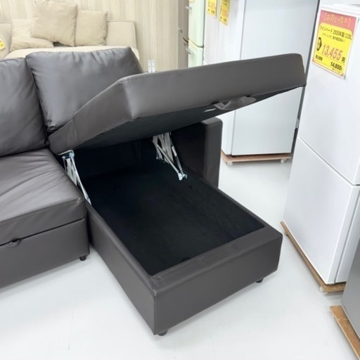 【超美品‼️】定価82,990円♪ 現行モデル ニトリ 210cm幅3人掛けカウチソファ(Nシールド ノアーク2) 3P ソファベッド 合成皮革ダークブラウン♪