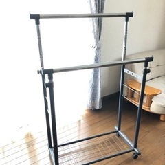二連式　伸縮ハンガーラック