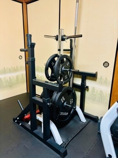 140kg【iROTEC バーベル&プレート】，【Grongベンチプレスラック】，【BODY DESIGNプレートラック】