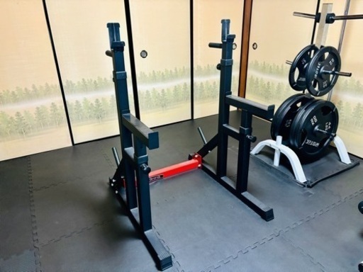 140kg【iROTEC バーベル&プレート】，【Grongベンチプレスラック】，【BODY DESIGNプレートラック】