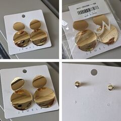 ダブルラウンドスタッドピアス（新品）の画像