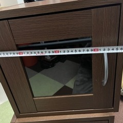 収納ボックス　木目柄　ダークブラウン　扉付きの画像