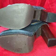 RANDA サイドゴアショートブーツ S 23～23.5CM デニム ブーツ チャンキーヒール 太ヒール ネイビー 紺　リメイクの画像