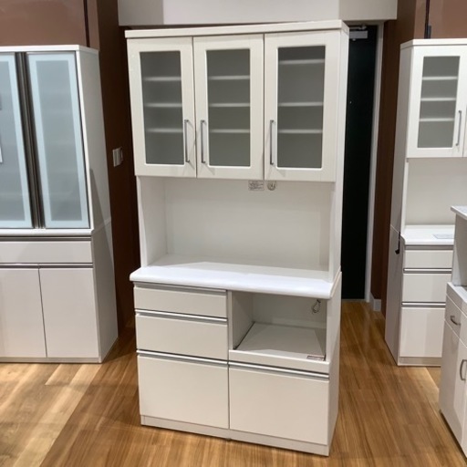 【トレファク神戸南店】レンジボード 3枚扉 ホワイト【取りに来られる方限定】