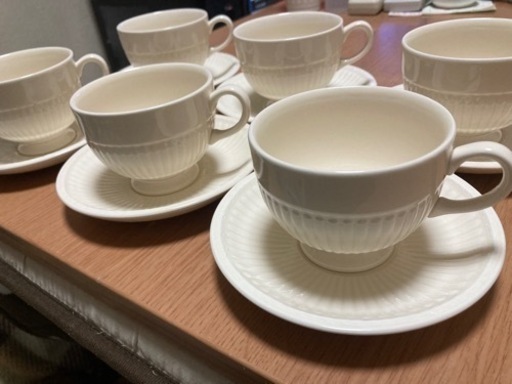 3/16更新　ウェッジウッド　カップ＆ソーサー　黒壺バックスタンプ　6客セット