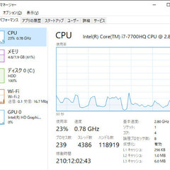 ノートパソコンCore i7 7700HQの画像