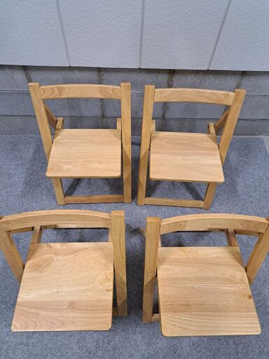 木製 キャンプチェア 4脚セット 折りたたみ可 アウトドア 幅45cm×奥行60cm×高さ69cm（座高44cm）