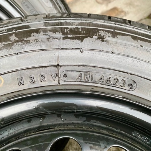 バリ山 14×5J スチールホイール 155/80R14 トーヨータイヤ H11 2023年製造 約1000Km走行 4穴 鉄ホイール