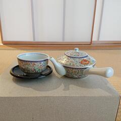 美濃焼　「セラミック藍」 鹿野苑　急須　湯呑　茶托
