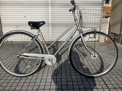 【27インチ自転車】オートライト付　変速なし　前後タイヤ、チェーン、前カゴ、鍵新品❗️スペアキーあり　若林自転車　浜大津店　SALE中❗️