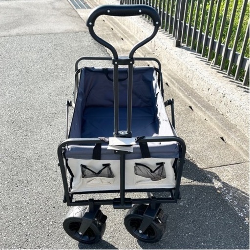 新品未使用 耐荷重100キロ大容量100L【キャリーワゴン】アウトドアワゴン 折り畳み ベージュ キャンプ 公園